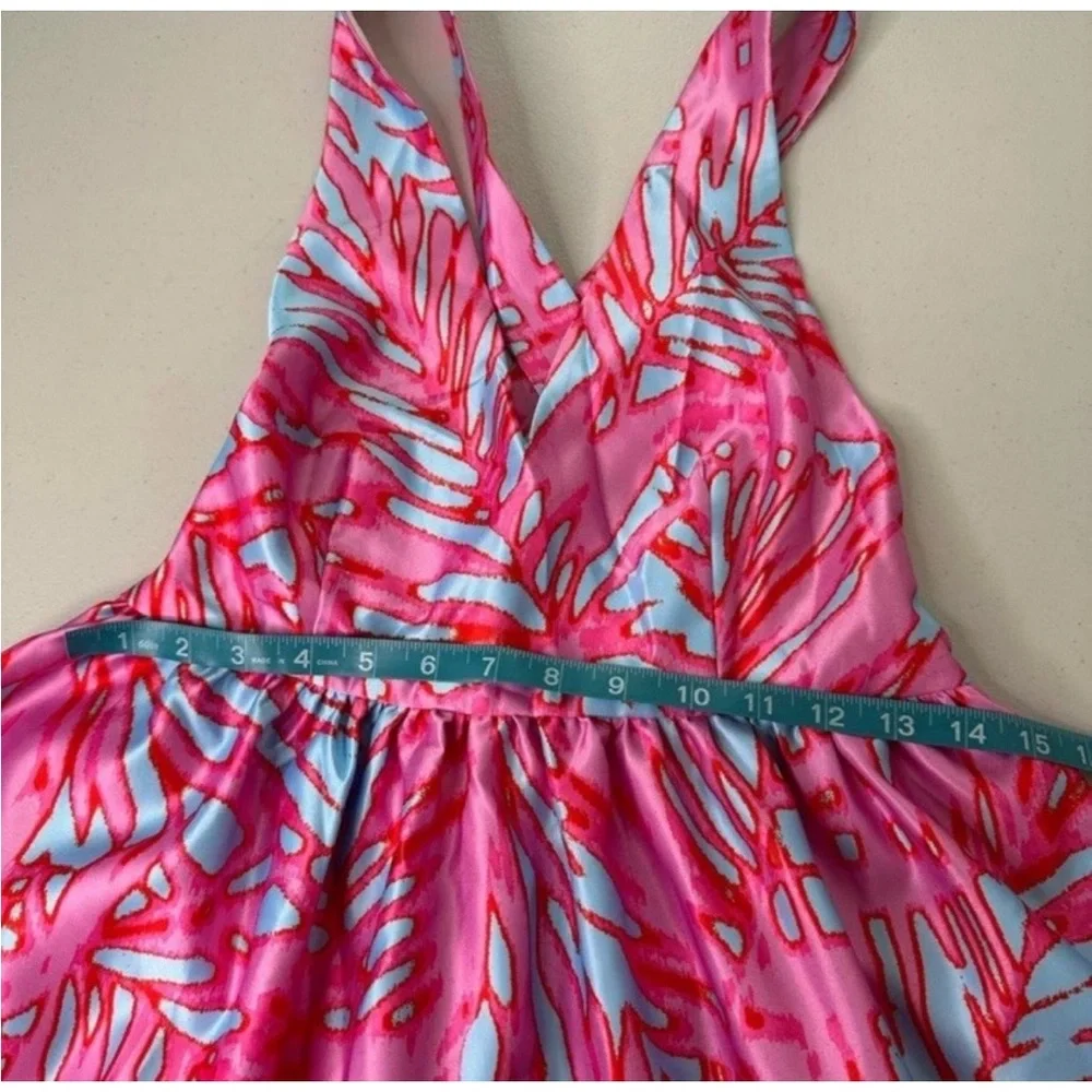ROMEO + JULIET COUTURE PINK TURQUOISE CRISS CROSS BACK SLEEVELESS MINI DRESS M - Picture 7 of 9